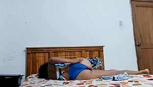 Wife shows off big ass and natural tits alone