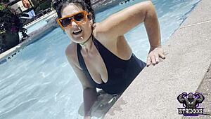 Stacxxxs Shows Hawaiian Angel Bending Over For Big Black Cock Creampie In Poolside Interracial Cougar Riding?