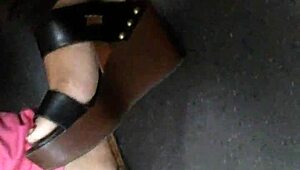 Mature Woman Displays Feet In Candid Wedges And Sandals During Everyday Hidden Footage