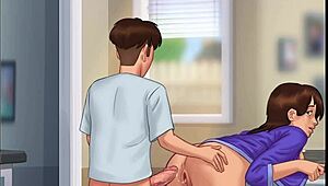 I just cummed deep inside my stepmother's shaved pussy