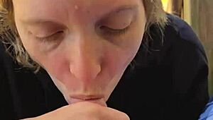 Amateur Milf Delivers A Skinny Blowjob With Cum Swallow While Smoking