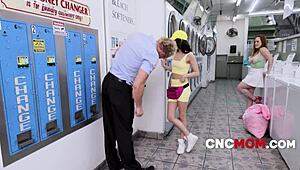 Freeuse Laundromat With Aria Valencia And Summer Hart In Milf Threesome Fucking