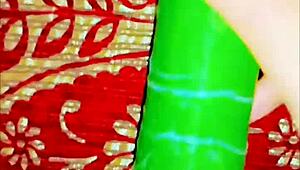 She explores with a cucumber in homemade setup as cute exotic slave