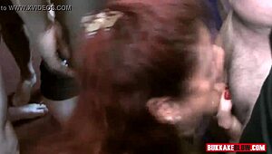 Monica Bollocksy and Linda Lush Take Multiple Facials in Wild Blowbang Orgy with Blonde Pornstars