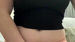 Overwhelmed By Lust As Amateur With Great Natural Pierced Tits Stuffs Panties In Wet Puffy Pussy For Intense Masturbation