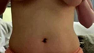 Overwhelmed By Lust As Amateur With Great Natural Pierced Tits Stuffs Panties In Wet Puffy Pussy For Intense Masturbation