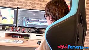 nerdy british dude tricks wannabe pornstar into sucking his monster cock in lingerie