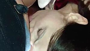 Intense slave student alternates devouring pussies of dominant mistress teachers in wild session