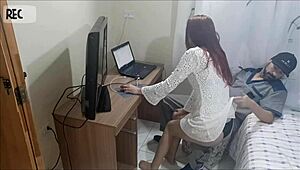 Novinha Sozinha Em Casa Recebe O Manutencista Tarado with Cum on Ass and Dirty Talk