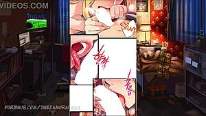 Loser gets to fuck his hot blonde friend deep in shaved pussy with creampie cumshot!