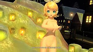 kagamine rin appears in the snowman project diva with a full nude mod modification