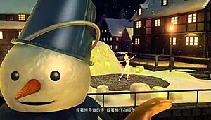 kagamine rin appears in the snowman project diva with a full nude mod modification