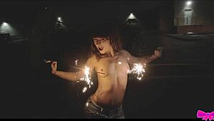 topless outdoors with honey gold and dakota marr flashing petite tits in public party fun!