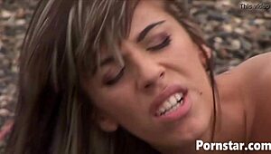 Skinny teen Jennifer Sweet experienced raw banging from two men in outdoor interracial group scene