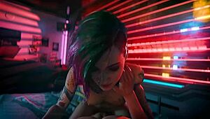 cyberpunk best of panam and judy part 2 - horizontal 4k with sound and hot group blowjob action 😈