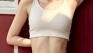 cute lingerie models show off sweet panties and barefoot feet in underwear display