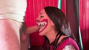 Oh man, check out this Mileena cosplay from Mortal Kombat with that dripping creampie action! 😈