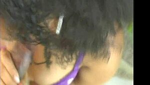 Amateur black ebony from caribbean gives blowjob in the shower during bathing session with theshimmyshow and foxy roxy.