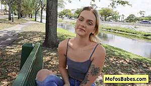 Hey petite blondie teen, ready to get seduced by that muscular bald dude near the lake? Joey White and JMac going at it hard.