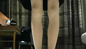 tranny femboy masturbates in black dress to huge cumshot