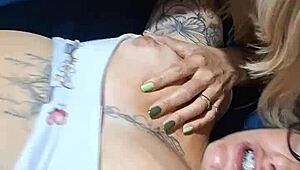 I bought a king bed and inaugurated it with my blonde friend, then we both got cum in mouth from my husband