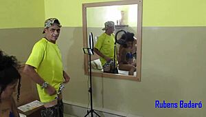 ariella ferraz joins the brazilian gang bang channel recording. go behind the scenes with this ebony latina teen.