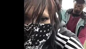 Masked Goth Emo Toy Bent Over And Creampied In Outdoor Public Interracial Fuck