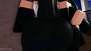 Woman leaves friend at door and enters store to see saleswoman riding big black cock. She touches him and joins for cowgirl fucking.