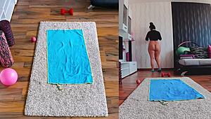 Big Ass Curvy Milf Spreads Asshole In Naked Yoga Workout