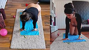 Big Ass Curvy Milf Spreads Asshole In Naked Yoga Workout