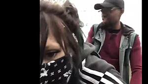 Masked Goth Emo Toy Bent Over And Creampied In Outdoor Public Interracial Fuck