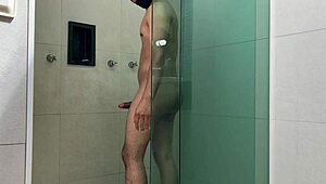 Young guy grabs me from behind in the shower for intense action. Big ass and natural tits make it unforgettable.