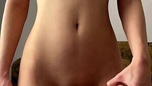 Horny Petite Teen Maiskii Films Herself Stripping Cute Outfit Fingering Shaved Pussy to Orgasm with Dildo Toy in Solo Reality Scene