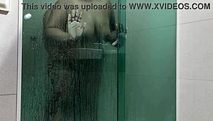 Young guy grabs me from behind in the shower for intense action. Big ass and natural tits make it unforgettable.