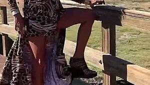 Staci takes that leopard romp outdoors with crossdressing feet fetish in public transsexual style