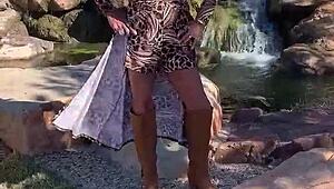 Staci takes that leopard romp outdoors with crossdressing feet fetish in public transsexual style