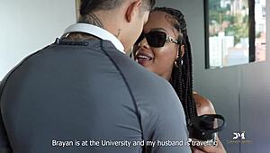 Giving Friend's Mom Sexy Ebony Cum In Mouth