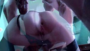 Why Leave Fishnets On When Big Cock Pounds Cougar Asshole In Doggystyle?