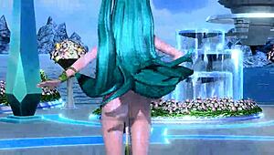 Hatsune Miku appears fully nude in the love song project diva mod.