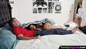 so this stepdaughter overhears her parents' chat and decides to blackmail her stepdad into a taboo blowjob