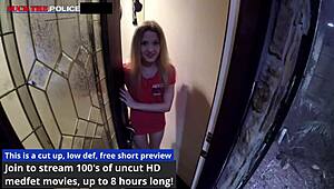 Off duty welfare check with Stacy Shepard behind the scenes - blonde cop vibes.