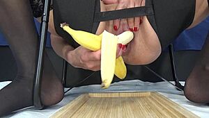 She casually slipped a banana into her big beautiful vagina for some homemade fun.