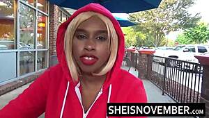 why is sheisnovember screaming so loud from that rough hardcore anal drilling doggystyle with her shaved pussy and big ebony ass bouncing