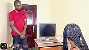 She took advantage of the guy who came to her office for a job and had sex with him.