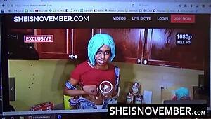 why is sheisnovember screaming so loud from that rough hardcore anal drilling doggystyle with her shaved pussy and big ebony ass bouncing
