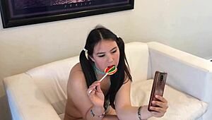 Angel de Azucar teases Pablo's big cock with her tight Latina vagina in a quick session.