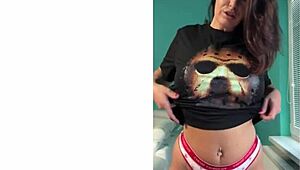 Amateur mature milf with big tits acts as femdom mistress in pov to flog her submissive slut.