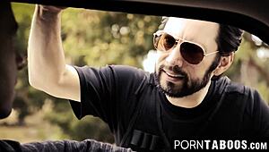 Hot Chicks Dare Border Crossing with Guard and Boyfriend Leading to Taboo Double Penetration