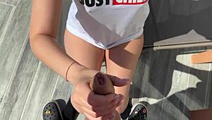 oh man, he's really punishing my mouth with that monster cock while i suck on those natural tits