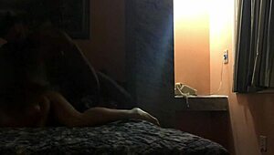 hey brunette in hotel with black for homemade interracial action